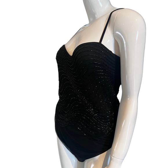 WT Vintage Ritmo DiPerla LaPerla Beaded Black Stretch Tulle Bustier/Bodysuit 34D - Picture 4 of 16